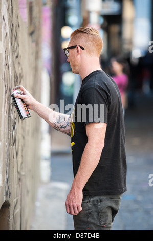 Melbournes Hosier & Rutledge Bahnen sind eine berühmte Touristenattraktion wo dürfen street Art Künstler schmücken die Wände. Stockfoto