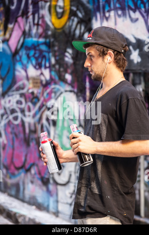 Melbournes Hosier & Rutledge Bahnen sind eine berühmte Touristenattraktion wo dürfen street Art Künstler schmücken die Wände. Stockfoto