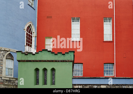 Nahaufnahme der bunten Sektion des Dublin Castle Stockfoto