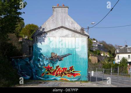 Graffiti an der Wand an Brest, Bretagne, Frankreich Stockfoto