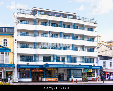 Art-Deco-Gebäude - Queens Quay im Zentrum von Torquay, Devon, England, UK, jetzt Wohnungen Stockfoto