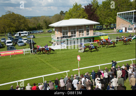 Salisbury Racecourse Rennpferde im Winning Post England UK Stockfoto