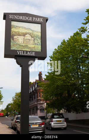 Ortsschild, Sundridge Park in der Nähe von Bromley, Kent, UK Stockfoto