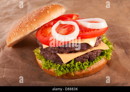 Beeffmeat Hamburger mit frischem Gemüse Stockfoto