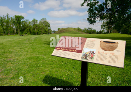 Mississippi, Greenville. Winterville Mounds, eines der größten indianischen Hügel Sites in den USA ca. 1100 AD. Stockfoto