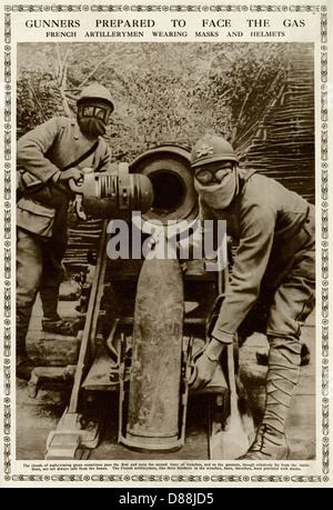 Schützen bereit, sich dem Gas zu stellen 1916 Stockfoto