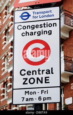 Congestion Charge Zone Zeichen, London, Vereinigtes Königreich. Stockfoto