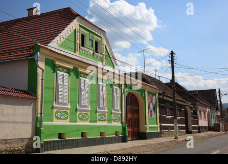 Typische Siebenbürger Dorfstruktur, hier in Calnic. Calnic, Deutsch Kelling ist ein Dorf in der Grafschaft Alba in Siebenbürgen, Rom Stockfoto