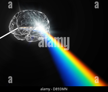 Eine Gehirn förmigen Prisma Dispergieren Weißlicht - Kreativität-Konzept Stockfoto