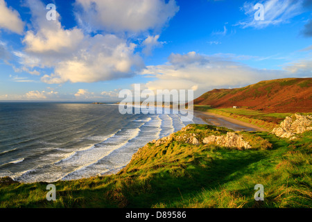 Rhossili Bucht Gower Swansea Wales Stockfoto