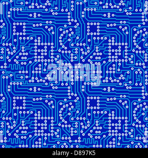 Blaue Elektronikplatine mit Silber Lot - nahtloses Muster Stockfoto