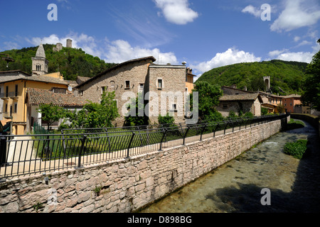 Italien, Le Marche, Valnerina, Visso, Fluss Nera Stockfoto