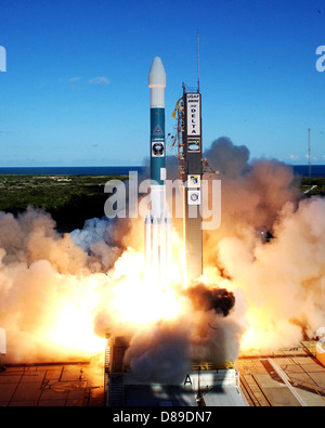 MiTEx Start auf einer Delta II 7925. Stockfoto