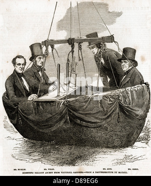 Wissenschaftliche Ballon Aufstieg von Vauxhall Gardens, 1852 Stockfoto