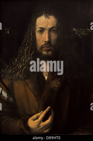 Albrecht Dürer ((1471 – 1528) deutscher Maler. Selbstporträt (1500). Alte Pinakothek. München. Deutschland. Stockfoto