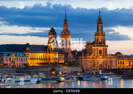 Deutschland/Sachsen/Dresden, Skyline von Dresden am Abend, 12. Mai 2013 Stockfoto