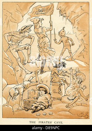 Kinder in ihrer Piratenhöhle Stockfoto