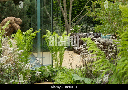 Verhülltes Garten, Bestandteil der Arthritis Research UK Garten von RHS Chelsea Flower Show 2013 in London, Großbritannien Stockfoto