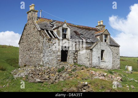 Verlassene Haus am oberen Milovaig, Glendale, Isle Of Skye, innere Hebriden, Schottland. Stockfoto