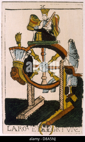 DAS VERMÖGEN DES TAROTKARTENRADS Stockfoto