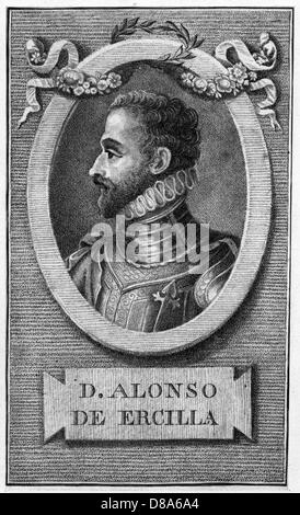 ALONSO DE ERCILLA Y ZUN. Stockfoto