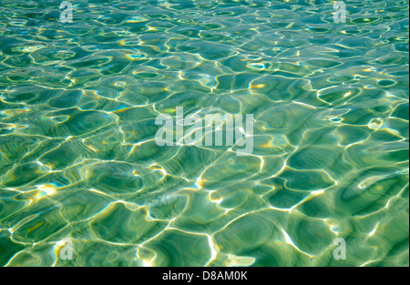 Saubere Wasser der Platja de S'Alga, Espalmador (kleine, unbewohnte Insel nördlich von Formentera), Balearen, Spanien Stockfoto