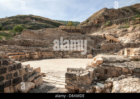 Die Ausgrabung der römischen Ruinen von Tiberias, befinden sich die Ruinen südlich von heutigen Tiberias, Israel. Das römische Theater Stockfoto