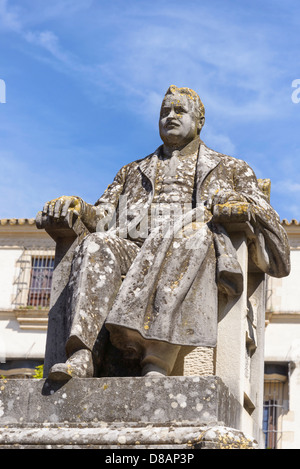 Statue von Pedro Domecq außerhalb seiner Palazo Jerez De La Frontera Stockfoto