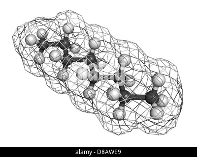 Oktan Kohlenwasserstoff, Molekülmodell. Atome werden als Kugeln mit konventionellen Farbkodierung dargestellt. Stockfoto