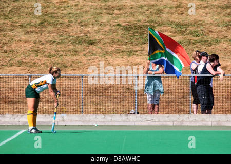 International Masters Hockey-Spieler, die Teilnahme an der WM statt in Canterbury in Großbritannien in 2012. Stockfoto