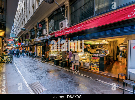 Melbourne-Café und Restaurant Hub Centre Place Stockfoto