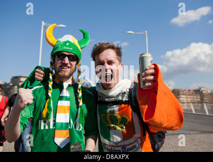 Zwei Irish Rugby-Fans in Rom Stockfoto