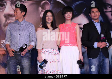 Charlie Yeung, Aaron Kwok, Kwai Lun-Mei und Xia Yu bei Pressekonferenz des Films Christrose in Suzhou, Jiangsu, China auf Mittwoch, 22. Mai 2013. Stockfoto