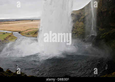 Wasserfall Seljalandsfoss, Seljalands, Sudhurland, Island Stockfoto