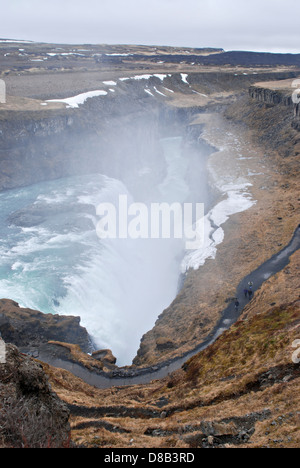 Gullfoss, der Goldene Wasserfall, Selfoss, Suðurland, Island, Europa Stockfoto
