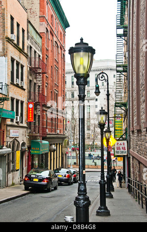 New York Straße Laternen Gebäude Stockfoto