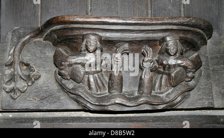 Misericords Sitz Mais für Braugerste September St. Marys Kirche Ripple Worcestershire England UK Stockfoto