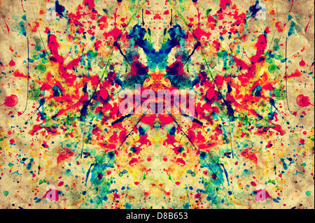 Bunte Aquarell Splash auf Vintage Grunge Leinwand Papier. Kunst-Hintergrund Stockfoto
