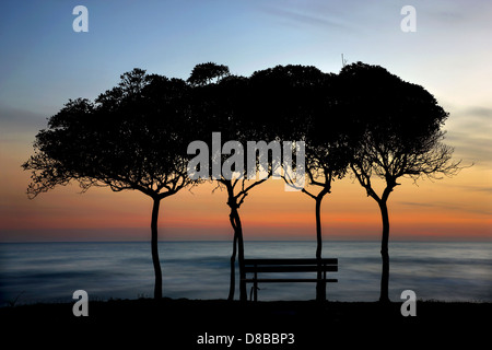 Zacharo Strand, gleich nach Sonnenuntergang. Ilia (Elis), Peloponnes, Griechenland. Stockfoto