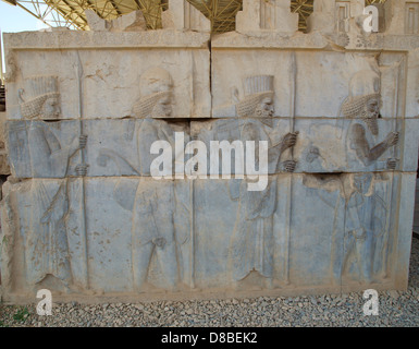 Basrelief des persischen Soldaten, Persepolis, in Shiraz, Iran Stockfoto