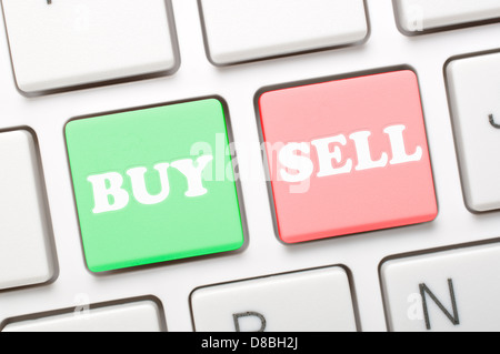 Kaufen Sie und verkaufen Sie-Taste auf der Tastatur Stockfoto