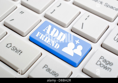 Freund auf Tastatur hinzufügen Stockfoto