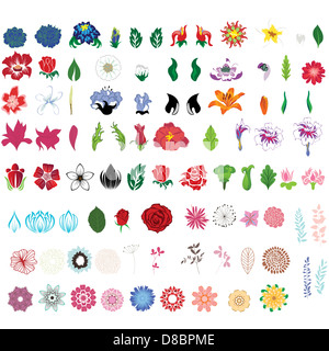 Große Sammlung von Blumen. Editierbare Vektor-Illustration. Stockfoto