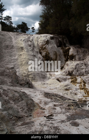 Wai-O-Tapu Thermalbereich ist eine hochaktive geothermische Gebiet mit vielen eingestürzten Krater, warme und kalte Becken in Neuseeland Stockfoto