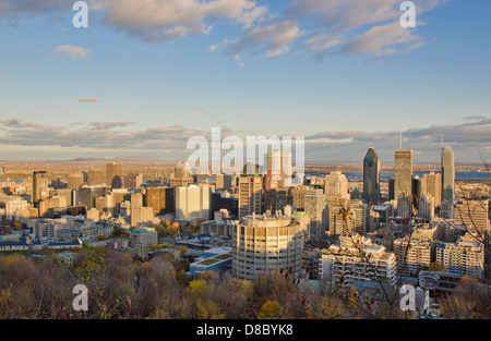 Blick über die Skyline von Montreal vor Sonnenuntergang, vom Mont-Royal. Stockfoto