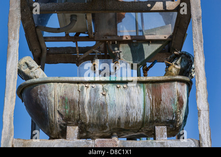 Die Kupfer 1998 Wasseruhr von Tim Hunkin und Will Jackson auf Southwold Pier, Suffolk, UK. Stockfoto