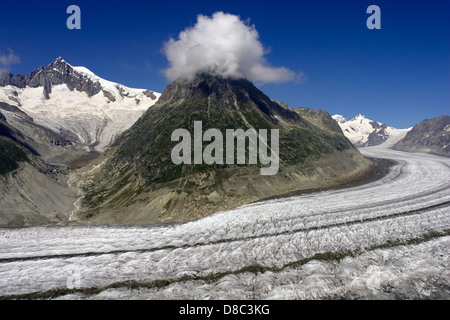 Aletsch Gletscher, Kanton Wallis, Schweiz, Europa Stockfoto