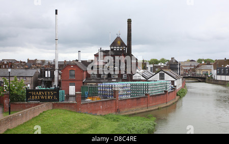 Gesamtansicht der "Harveys" Brauerei in Lewes, East Sussex. Stockfoto