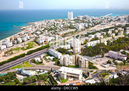 Luftaufnahme der Bucht von Haifa und Umgebung, Haifa, Israel, Nahost Stockfoto