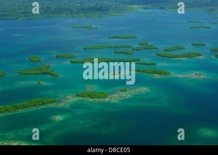 Mangroven-Inseln und Korallenriffe in Bastimentos National Marine Park Stockfoto